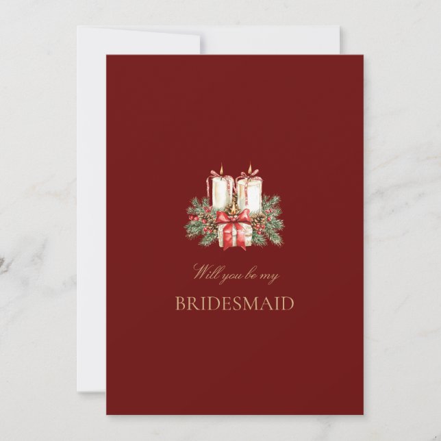 Röd juldekaler Bridesmaid Frieri kort (Framsida)