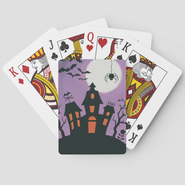 Röd juldekorationglädje spel kort (Baksidan)