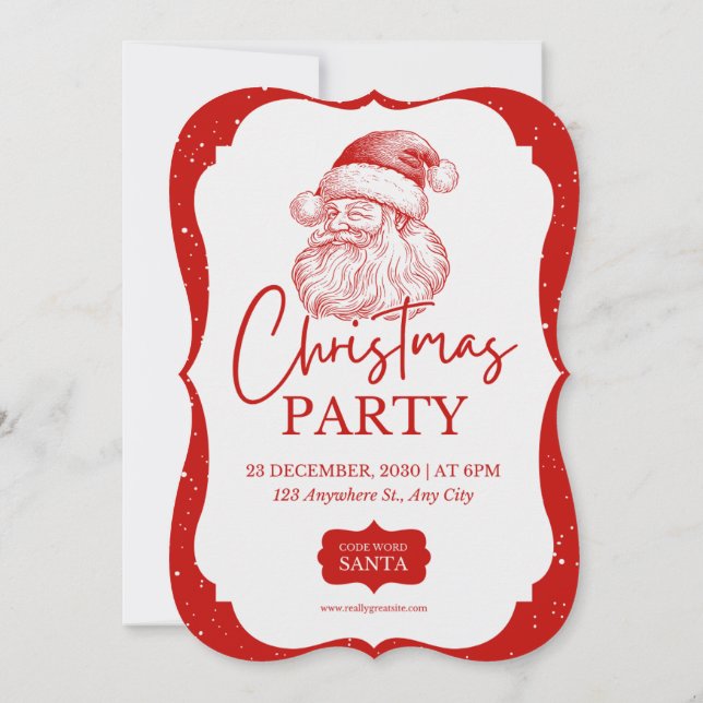 Röd julfest med tomte inbjudan (Baksida)