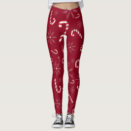 Röd julfestiv Candy cane Snöflingor Cute Leggings