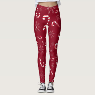 Röd julfestiv Candy cane Snöflingor Cute Leggings