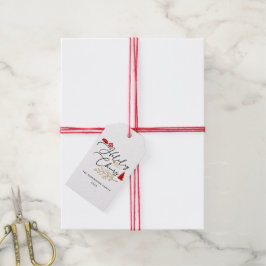 Röd julfirande glädje presentetikett