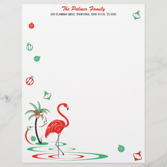 Röd julflamingo Baubles Text (Framsida)