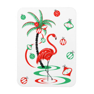 Röd julflamingo, flexibel magnet porträtt