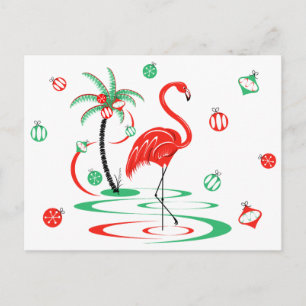 Röd julflamingofigurer postkort vykort