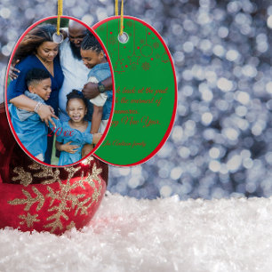 Röd julfoto Grönt önskemål Julgransprydnad Keramik