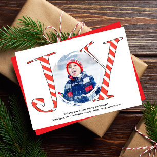 Röd julfoto Joy Typography Julkort