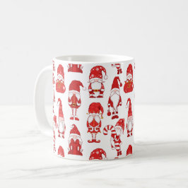 Röd julgnom karakter mönster kaffemugg