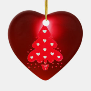 RÖD JULGRAN FESTLIG FESTDAGSFIRANDE röd Julgransprydnad Keramik