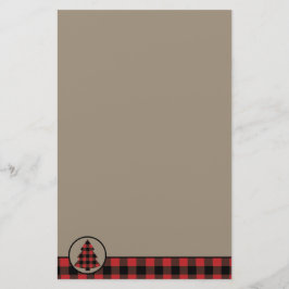 Röd julgran för buffelplädgräns brevpapper