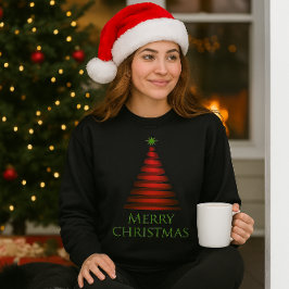 Röd julgran på svart sweatshirt t shirt