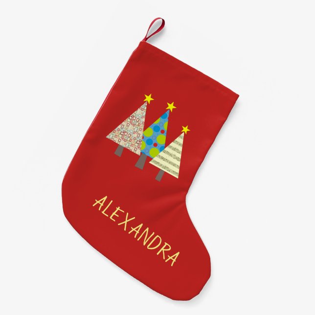 Röd julgran Personlig Liten Julstrumpa (Framsidan (Hängande))