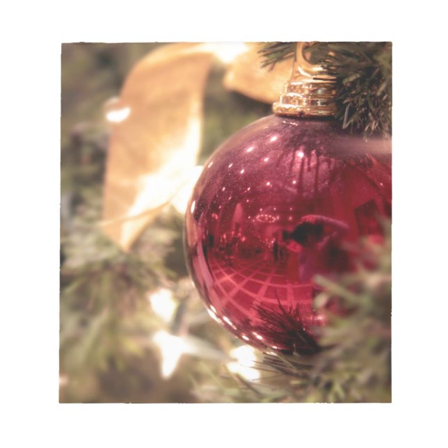 röd julgran-prydnadsfest anteckningsblock (Framsida)