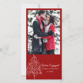 Röd julgran vinterförlovningsmeddelande julkort