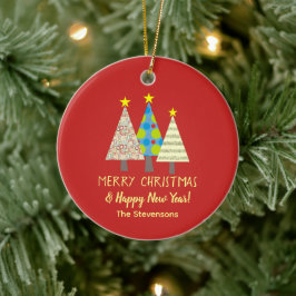 Röd julgrans släktnamn julgransprydnad keramik