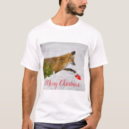Röd julgransprydnad för rävjakt i snö t shirt