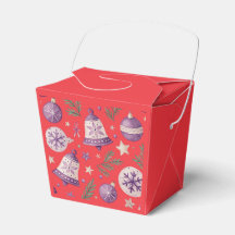 "Röd julgransprydnad och klocka presentbox"
