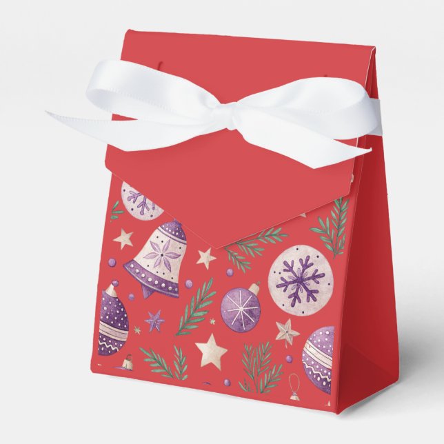 "Röd julgransprydnad och klocka presentbox" Presentaskar (Framsidan Sidan)