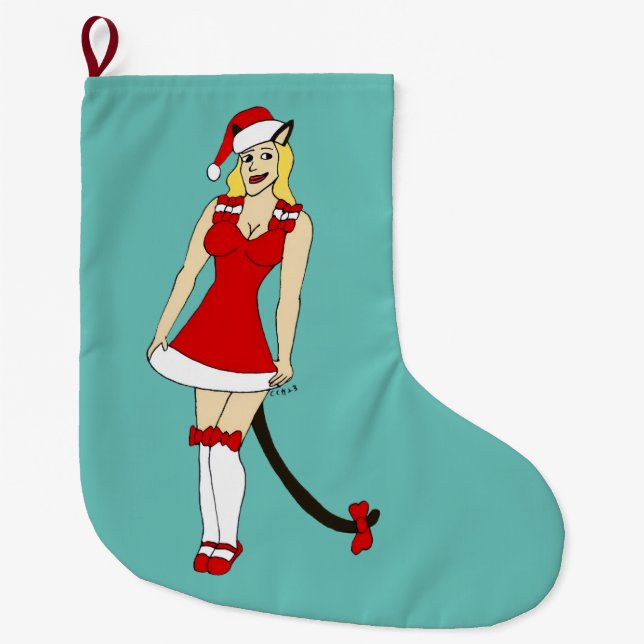 Röd julgryta stor julstrumpa (Framsidan)