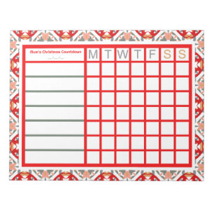 Röd julinventering Veckochecklist Tracker Anteckningsblock
