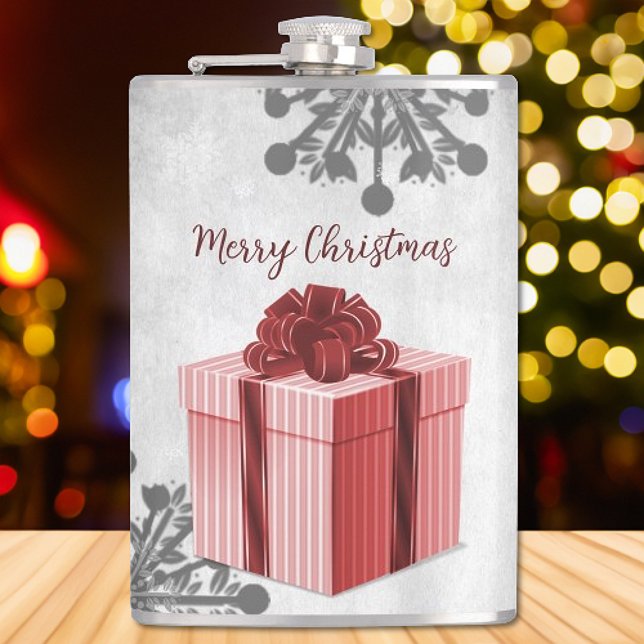 Röd julklapp, Helgdag Fickplunta (Red Christmas Gift Holiday Flask)