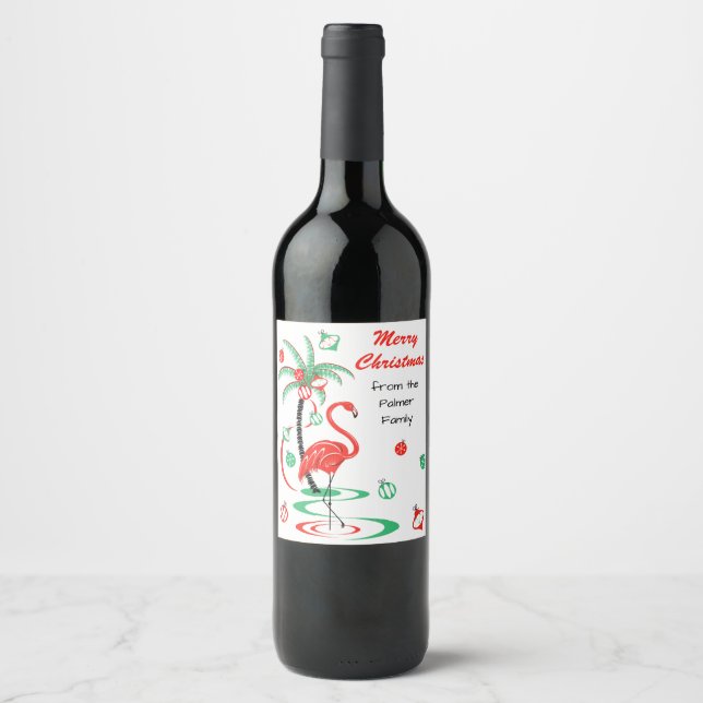 Röd julklapp - julklapp vin-etikett vinflaska etikett (Framsida)
