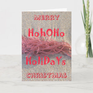 Röd julklapp med HoHoHo klassisk textkonst Helgkort