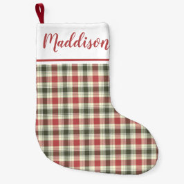 Röd julklapp mönster personlig namn liten julstrumpa