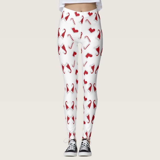 Röd julklapp och Candy cane Leggings (Framsida)