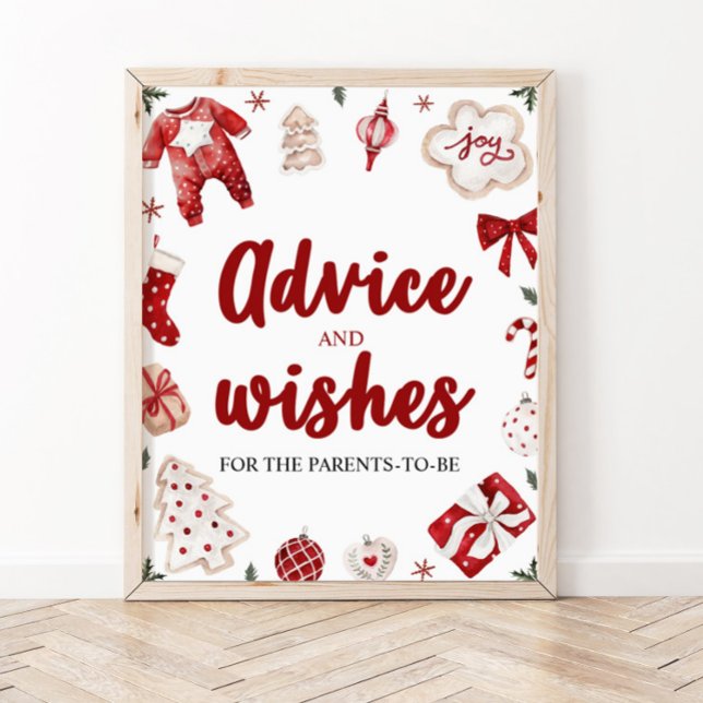 Röd julklapp och Önskemål Baby Shower-signatur Poster (Skapare uppladdad)