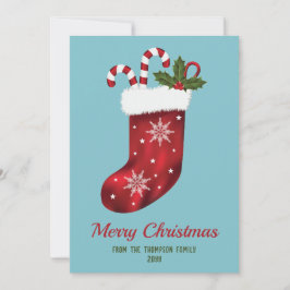 Röd julklapp på blå med Anpassningsbar Julkort