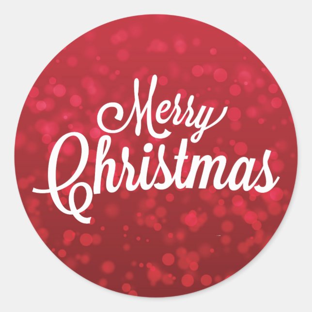 Röd julklapp runt klistermärke (Framsida)