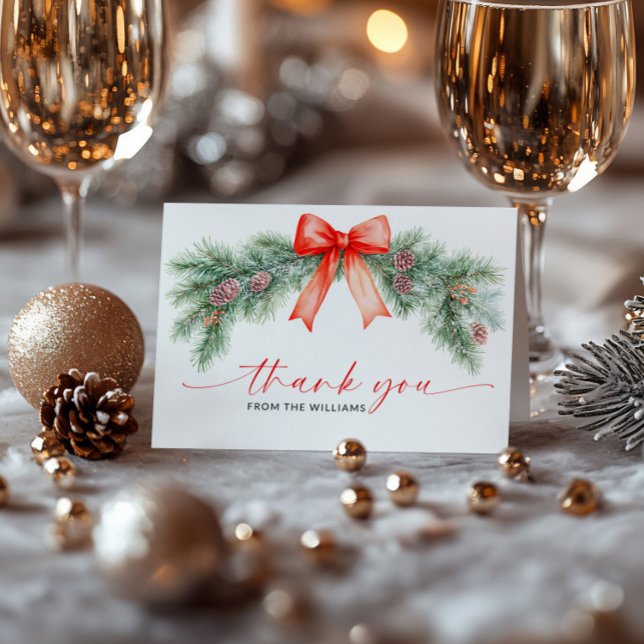 Röd julklappsslinga Veckad tackkort (Skapare uppladdad)