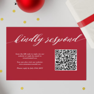 Röd julkod Bröllop QR-kod OSA Kort