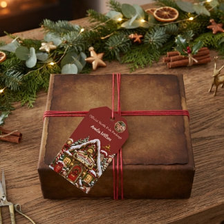 Röd julmarkör från Nordpolen med anpassat namn Presentetikett