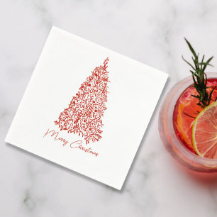 Röd julmiddag pappersservett