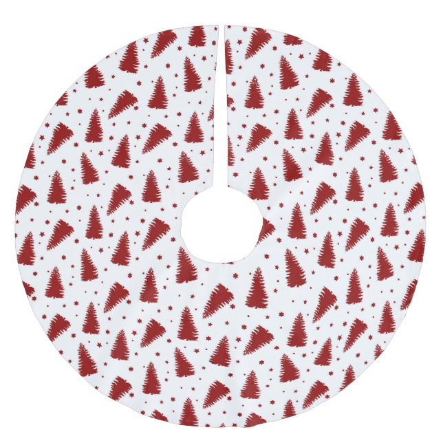 Röd julmönster  julgransmatta borstad polyester (Framsidan)