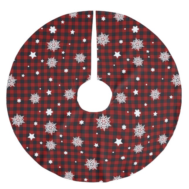 Röd julmönster  julgransmatta borstad polyester (Framsidan)