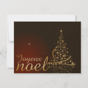 Röd julmotiv med gyllene julgran inbjudningar
