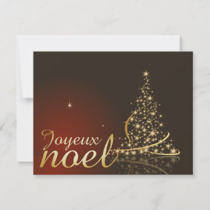 Röd julmotiv med gyllene julgran inbjudningar