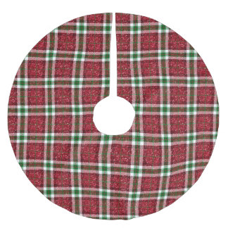 Röd julplaid julgransmatta borstad polyester