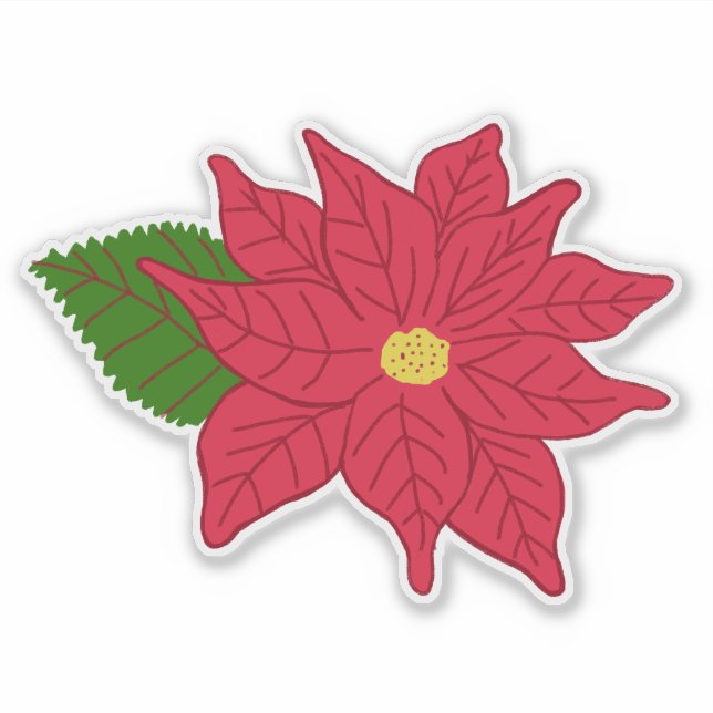 Röd julpoängstjärna  klistermärken (Framsida)