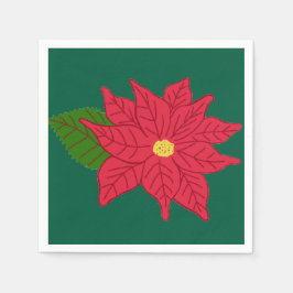 Röd julpoinsettia pappersservett