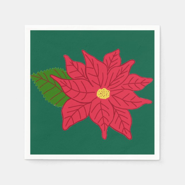 Röd julpoinsettia  pappersservett (Framsidan)