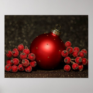 Röd julprydnad poster