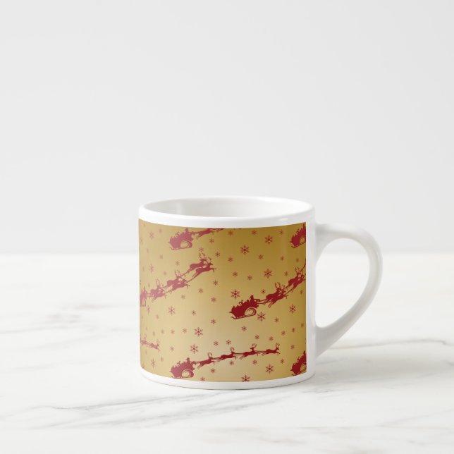 Röd julsleigh på Guld Espressomugg (Höger)