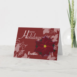 Röd julstjärna för broderjulkort helgkort