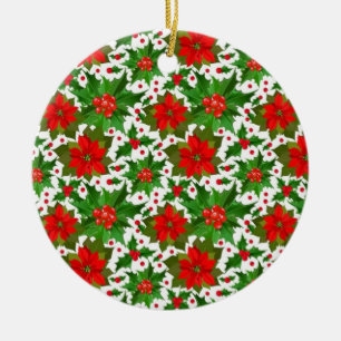 Röd julstjärna julgransprydnad keramik