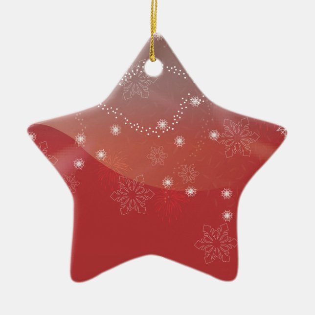 Röd julstjärna julgransprydnad keramik (Framsidan)