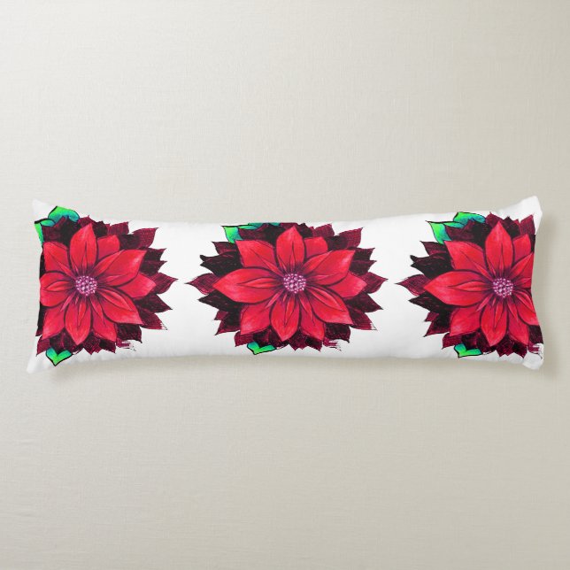 RÖD JULSTJÄRNAdesign för KLASSIKER Kroppskudde (Framsidan)